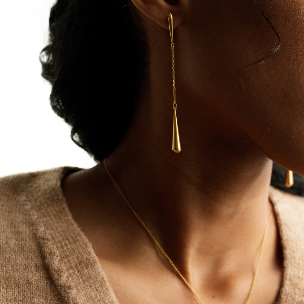 Talia Dangle Earrings | 18k Gold Plated Stainless Steel, 75mm Length 1
