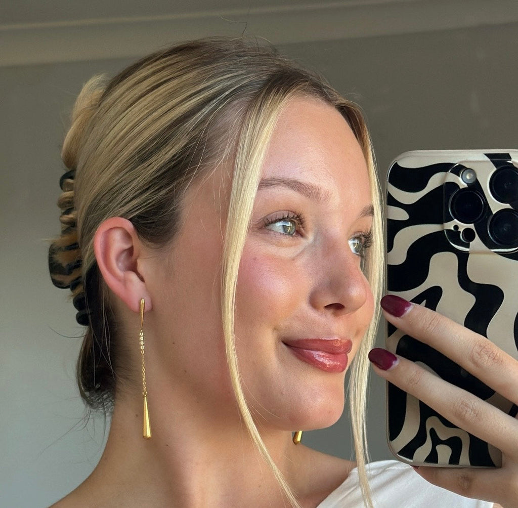 Talia Dangle Earrings | 18k Gold Plated Stainless Steel, 75mm Length 4