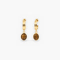 Talia Drop Hoops | Tiger Eye Stone, 18k Gold Plated Stainless Steel 0