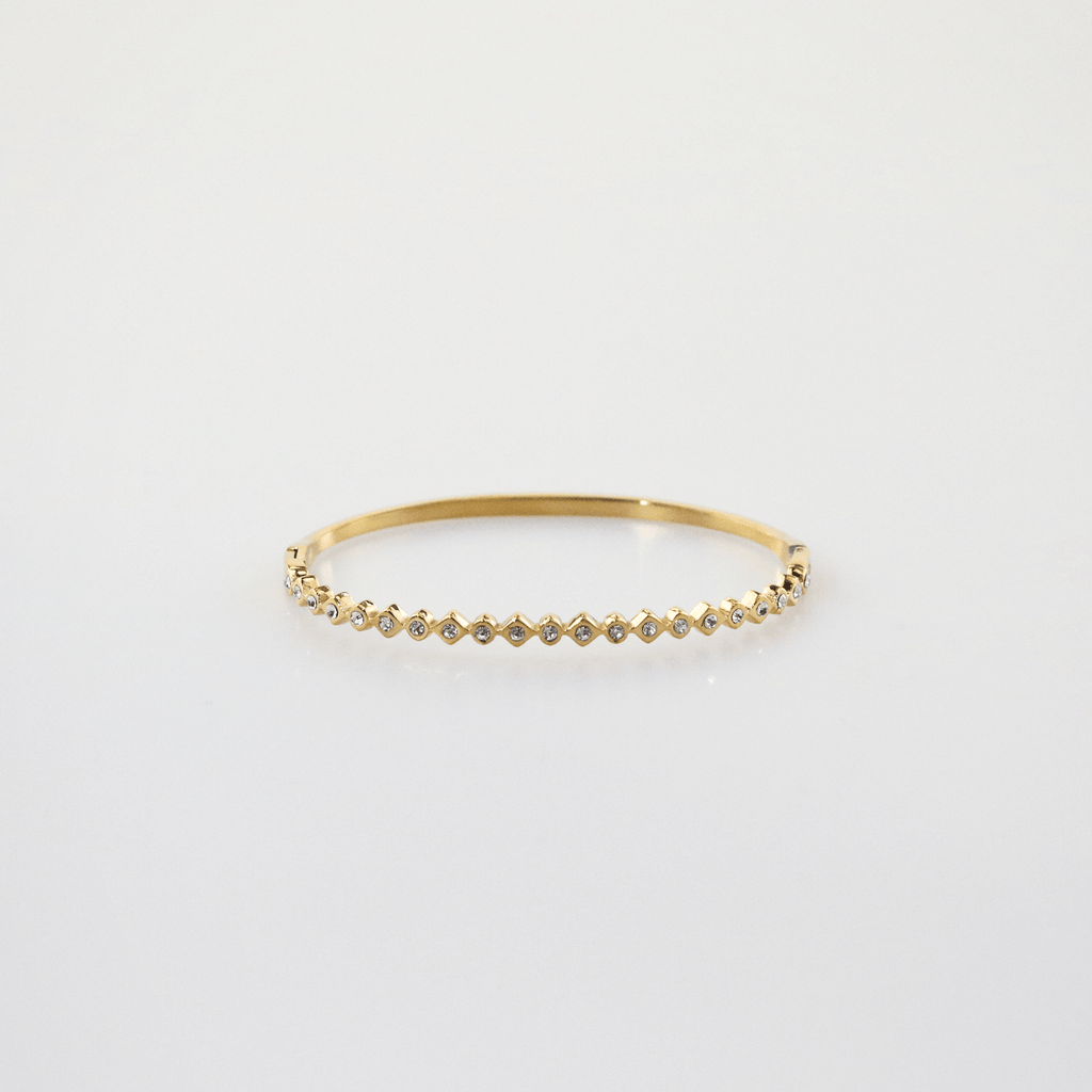 Talia Gold Bangle Bracelet | 18k Gold Plated, Slim Design with Shimmering Stones 0