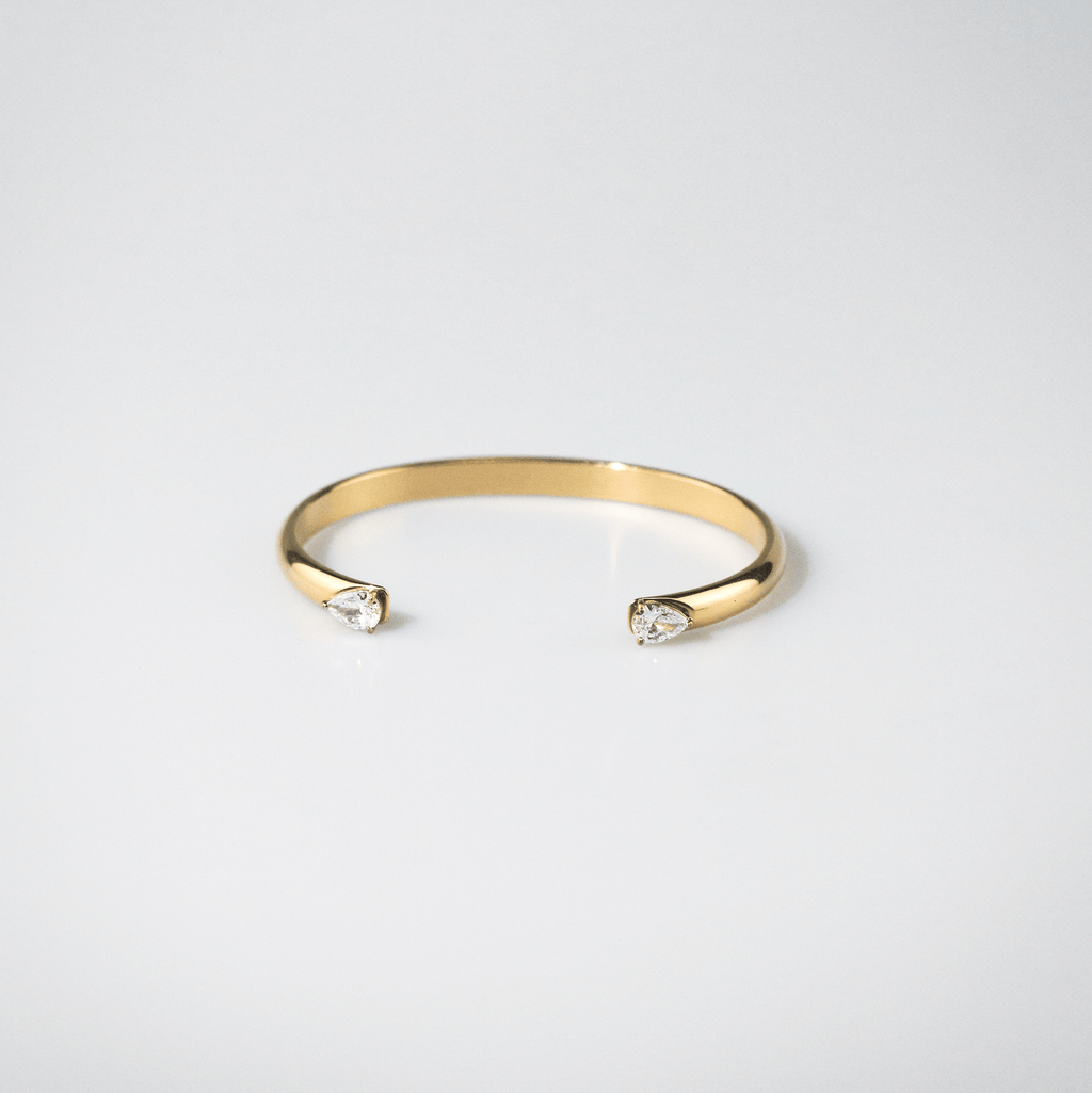 Talia Gold Cuff Bracelet | 18k Gold Plated, Pear-Cut Stones for Women 0