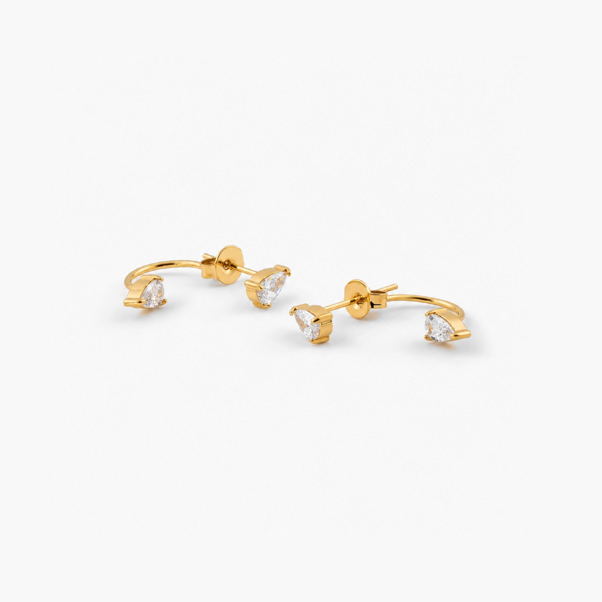 Talia Gold Earrings | 18k Gold Plated, Teardrop Crystal Design 0