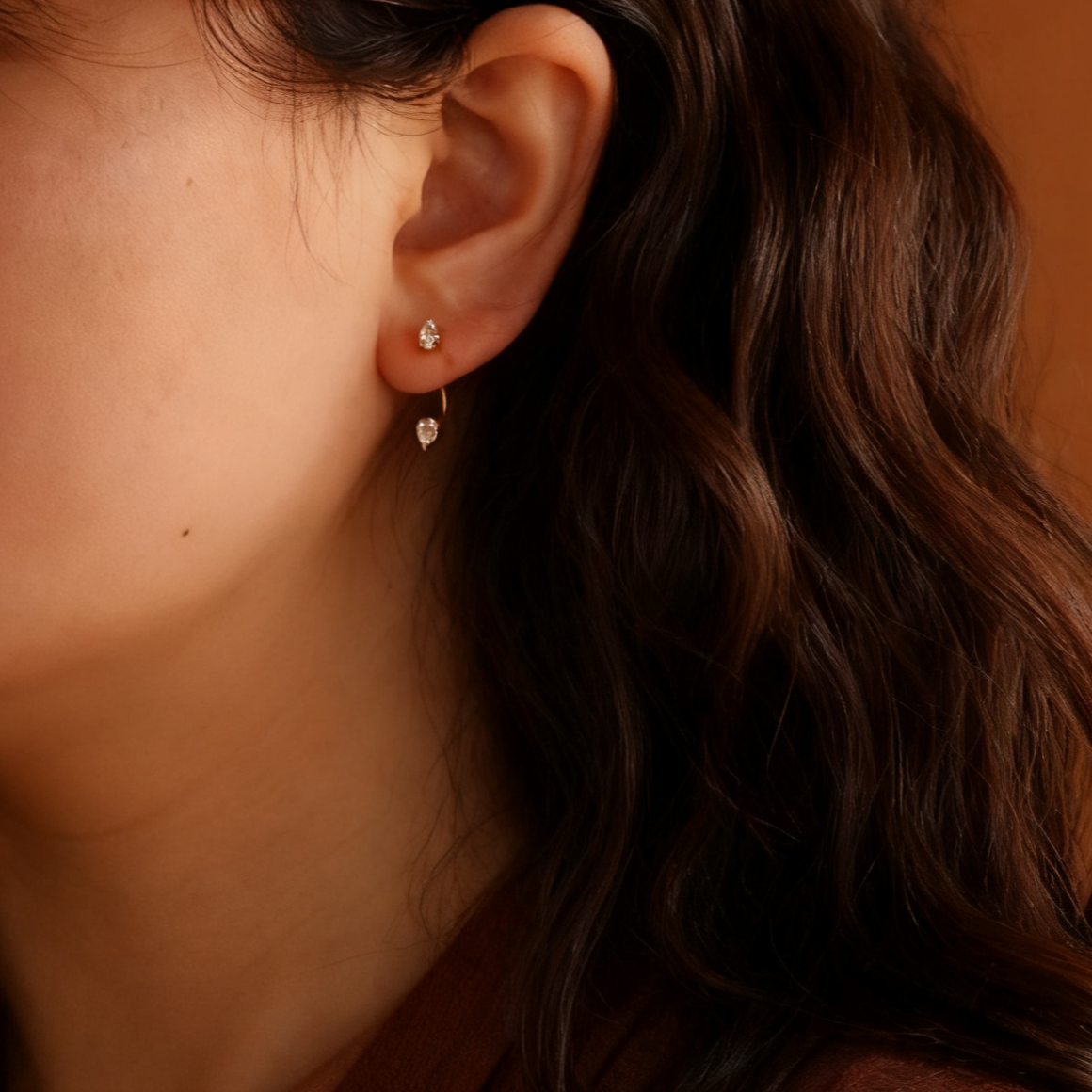 Talia Gold Earrings | 18k Gold Plated, Teardrop Crystal Design 1