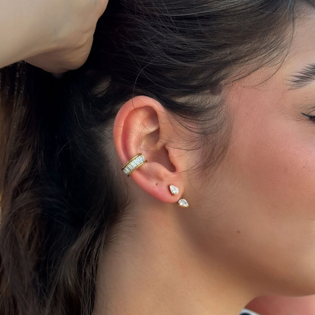 Talia Gold Earrings | 18k Gold Plated, Teardrop Crystal Design 5