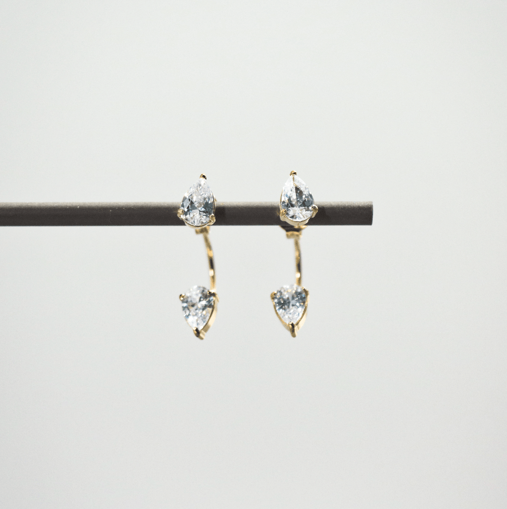 Talia Gold Earrings | 18k Gold Plated, Teardrop Crystal Design 6