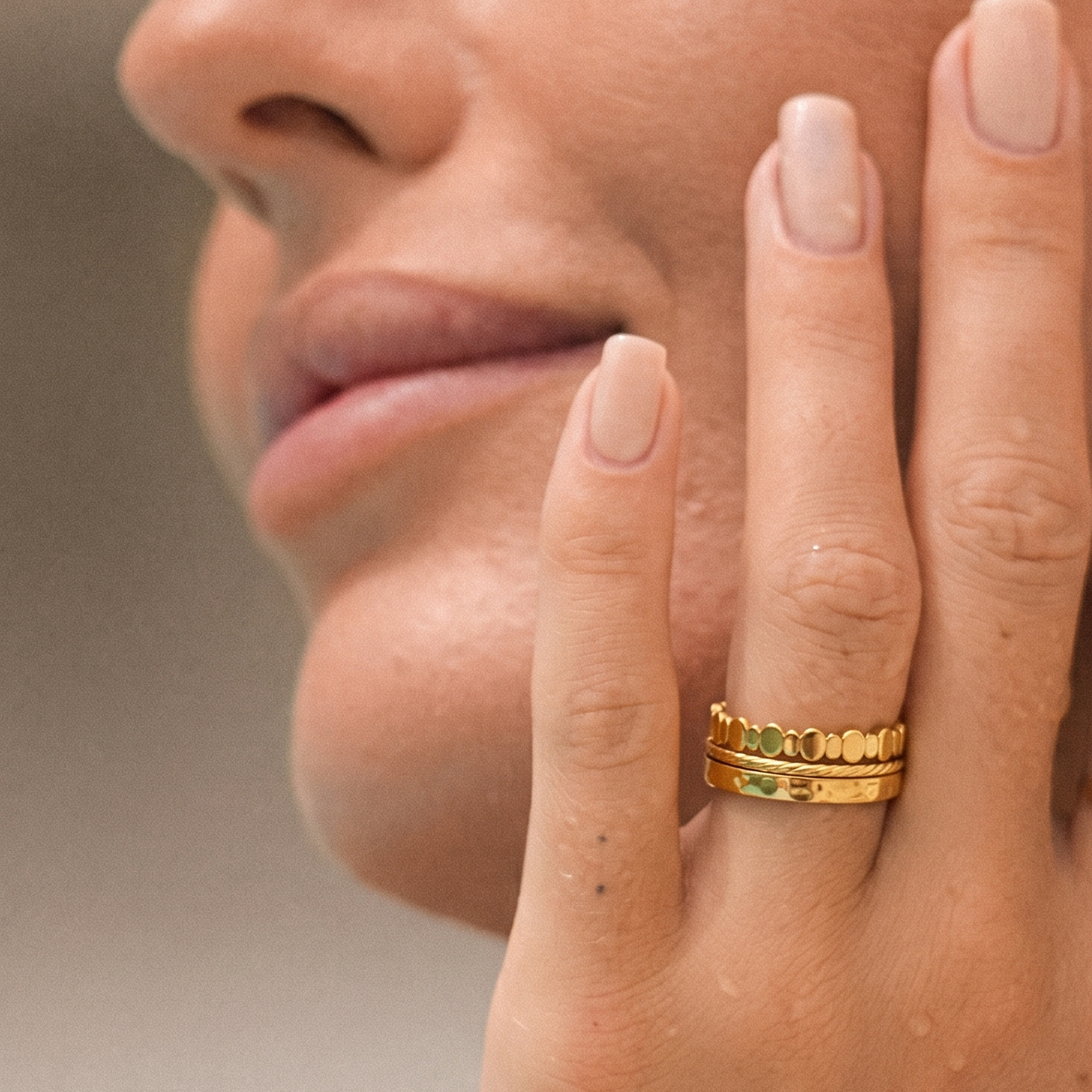 Talia Gold Stacking Rings | 18k Gold Plated, Minimalist Design 1