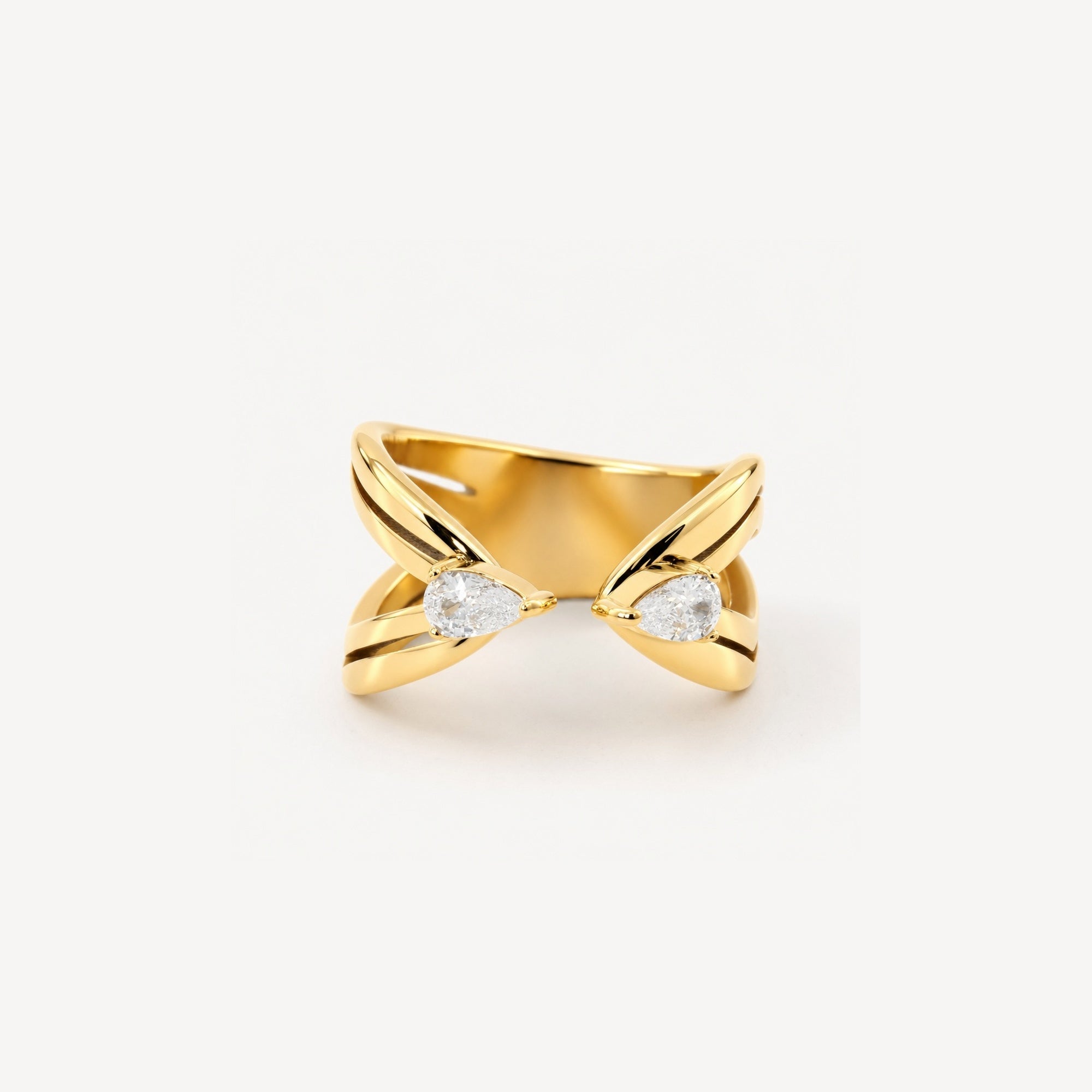 Talia Hug Ring | 18k Gold Plated, Teardrop Stones 0