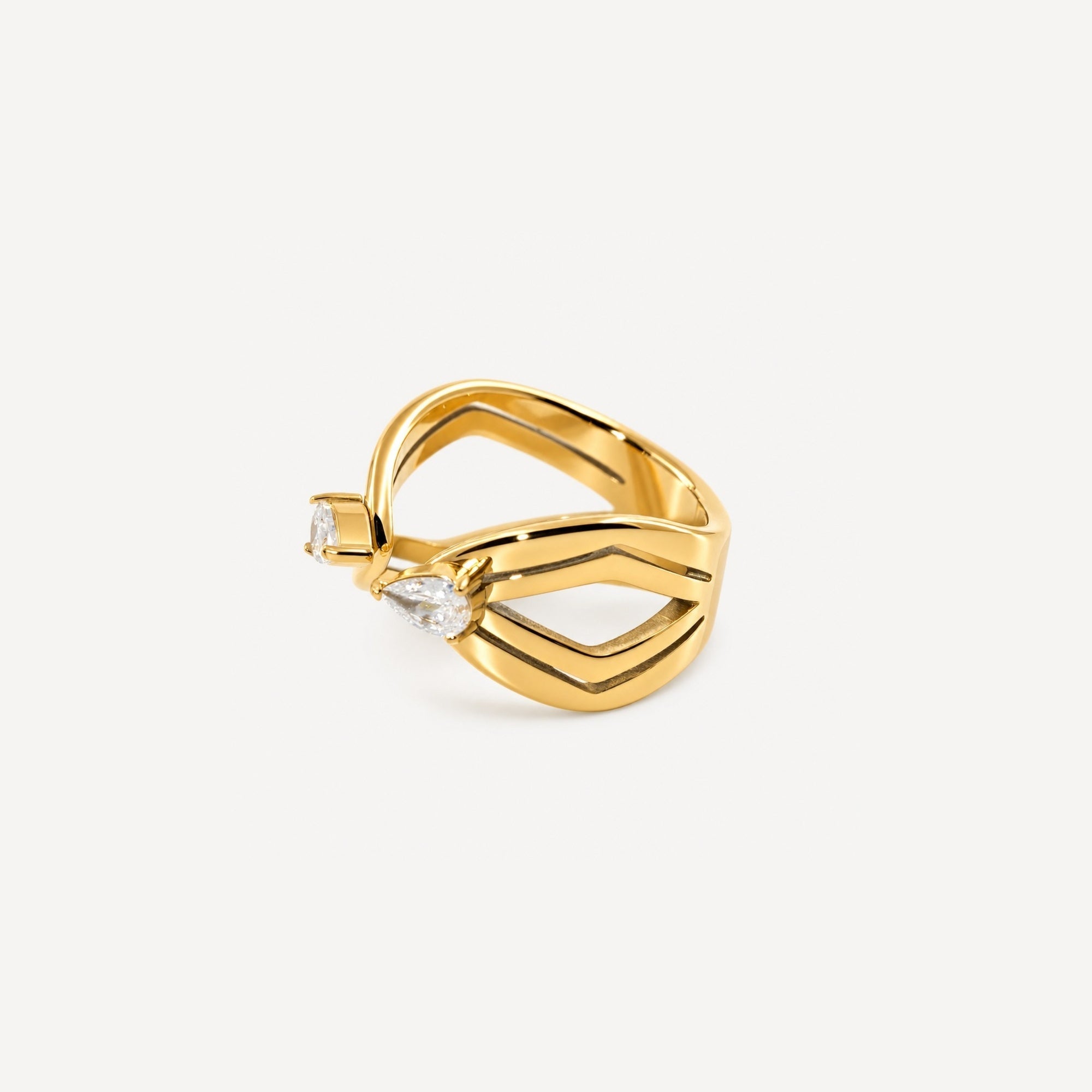 Talia Hug Ring | 18k Gold Plated, Teardrop Stones 1