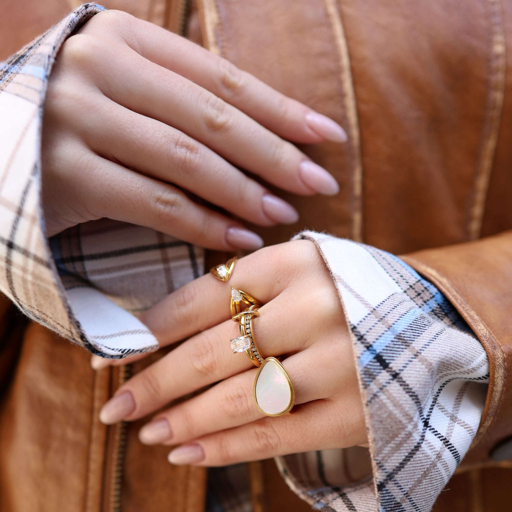 Talia Hug Ring | 18k Gold Plated, Teardrop Stones 4