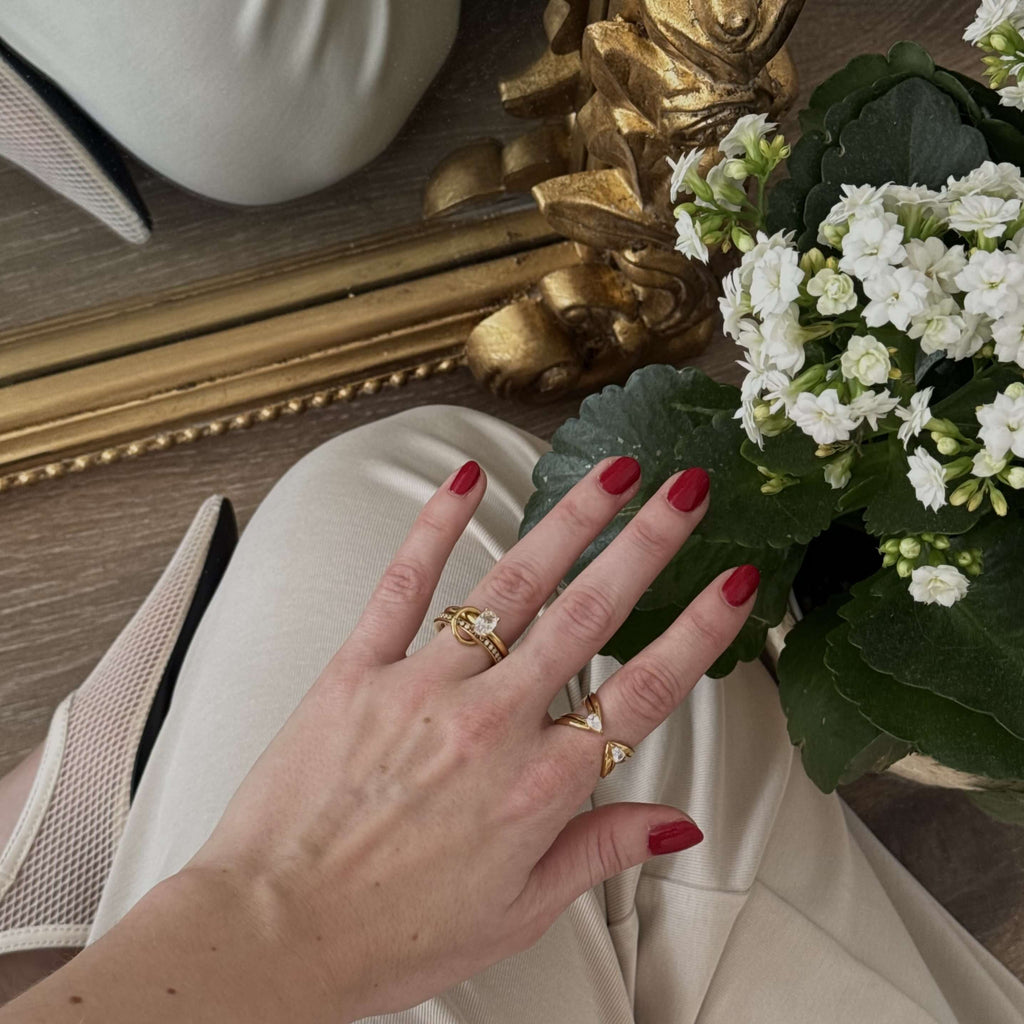 Talia Hug Ring | 18k Gold Plated, Teardrop Stones 6