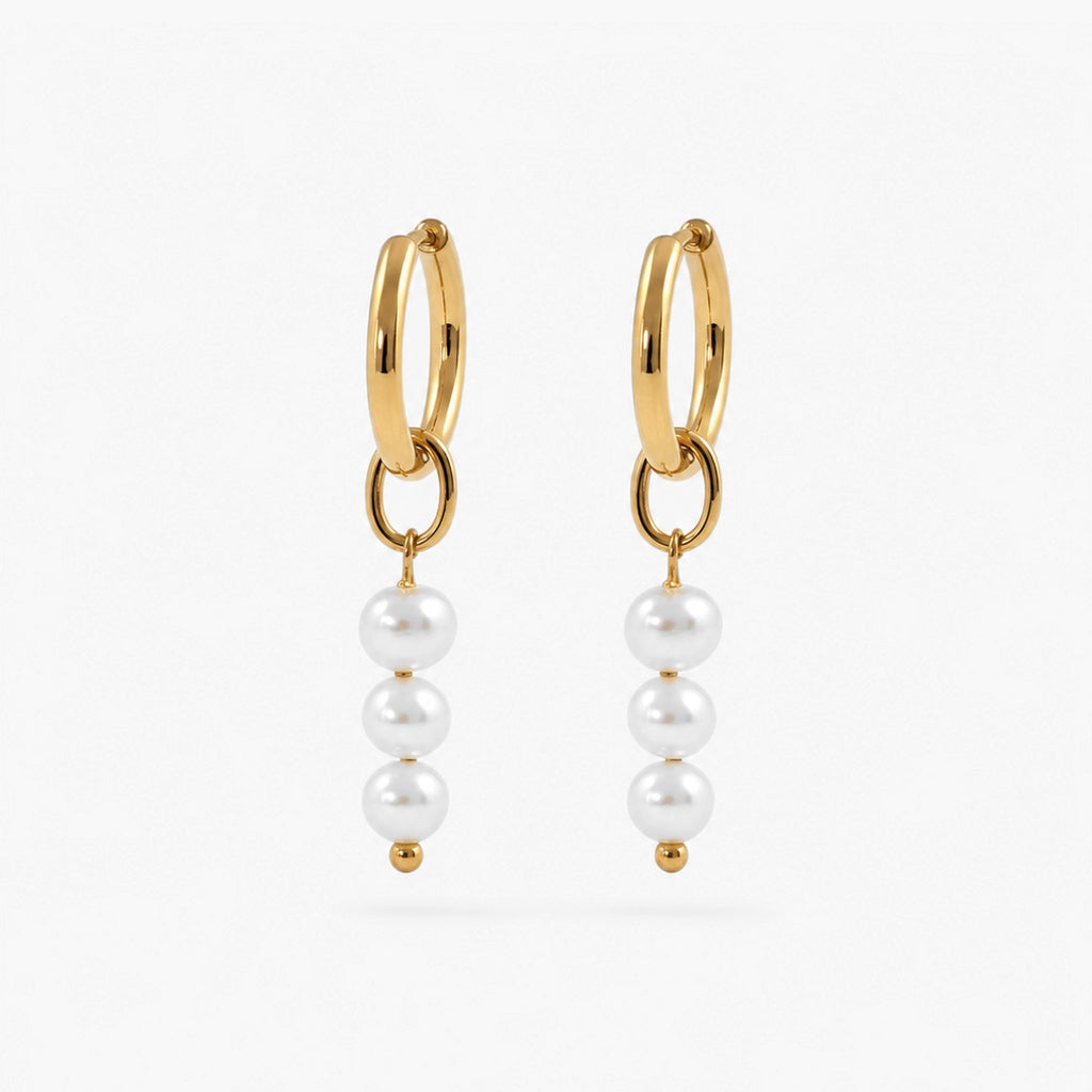 Talia Pearl Hoop Earrings | 18k Gold Plated Stainless Steel 0