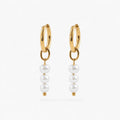 Talia Pearl Hoop Earrings | 18k Gold Plated Stainless Steel 0