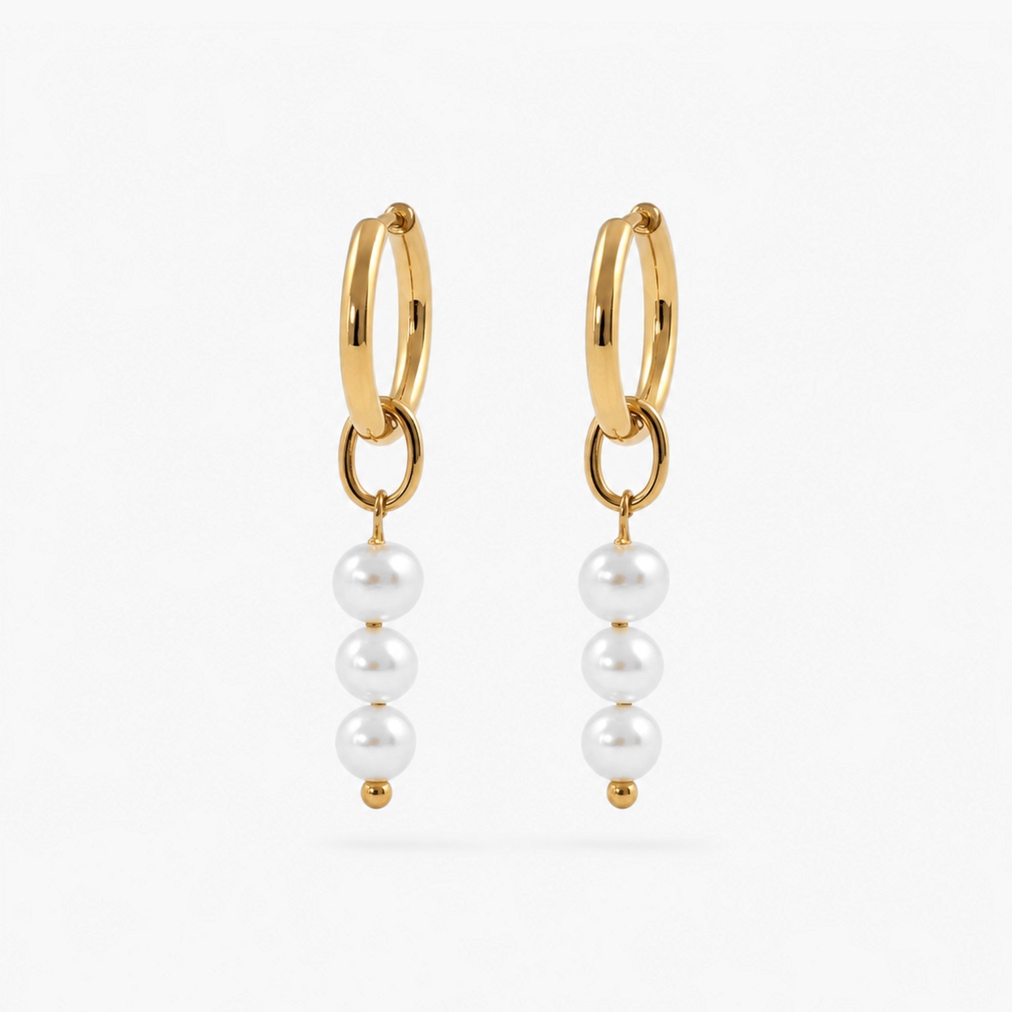 Talia Pearl Hoop Earrings | 18k Gold Plated Stainless Steel 0