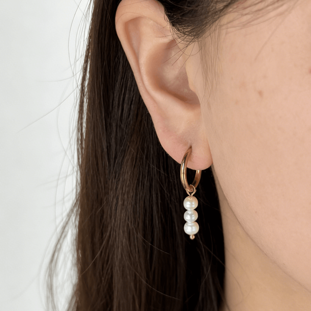 Talia Pearl Hoop Earrings | 18k Gold Plated Stainless Steel 2