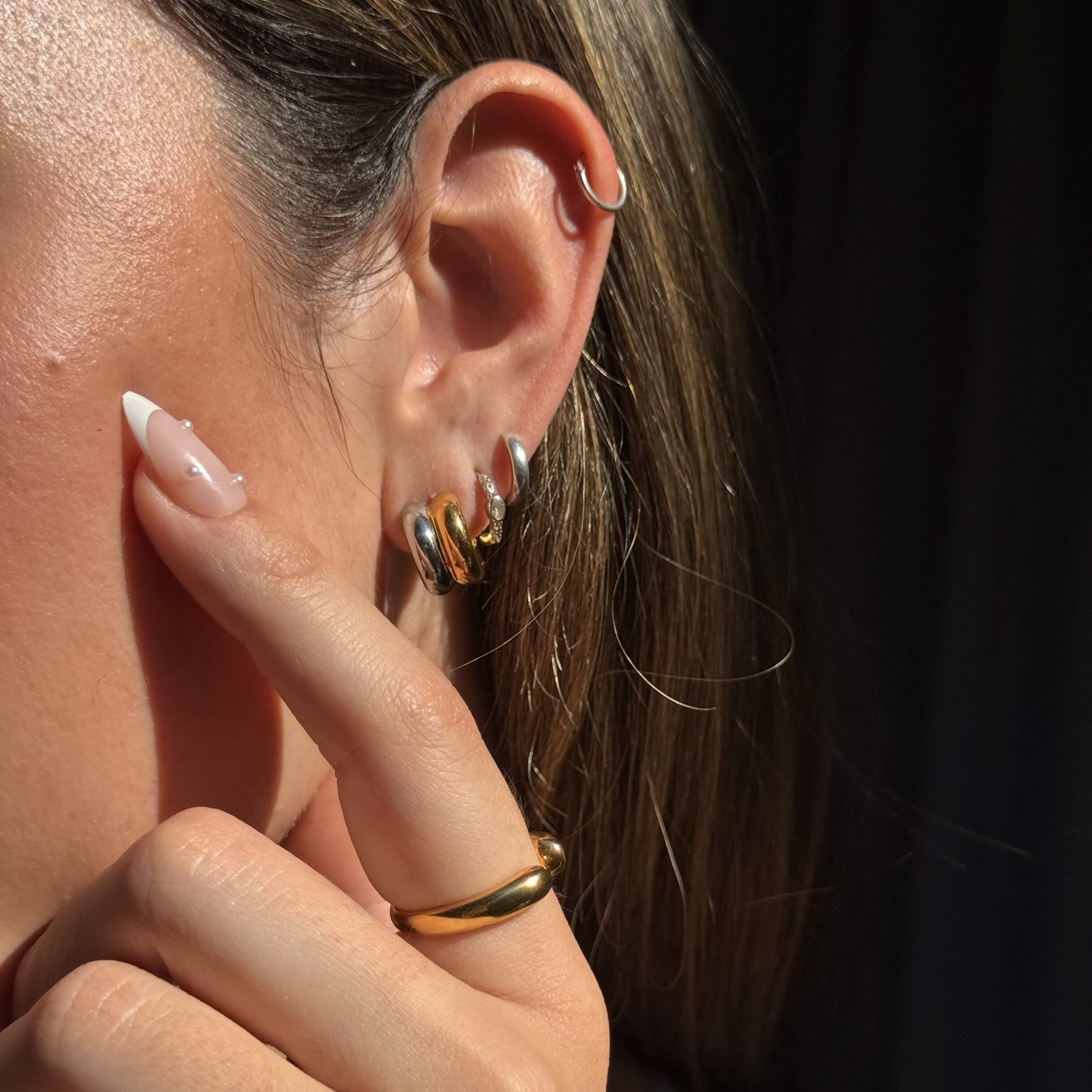 Talia Small Hoops Earrings | Two Tone, 18k Gold Plated 2