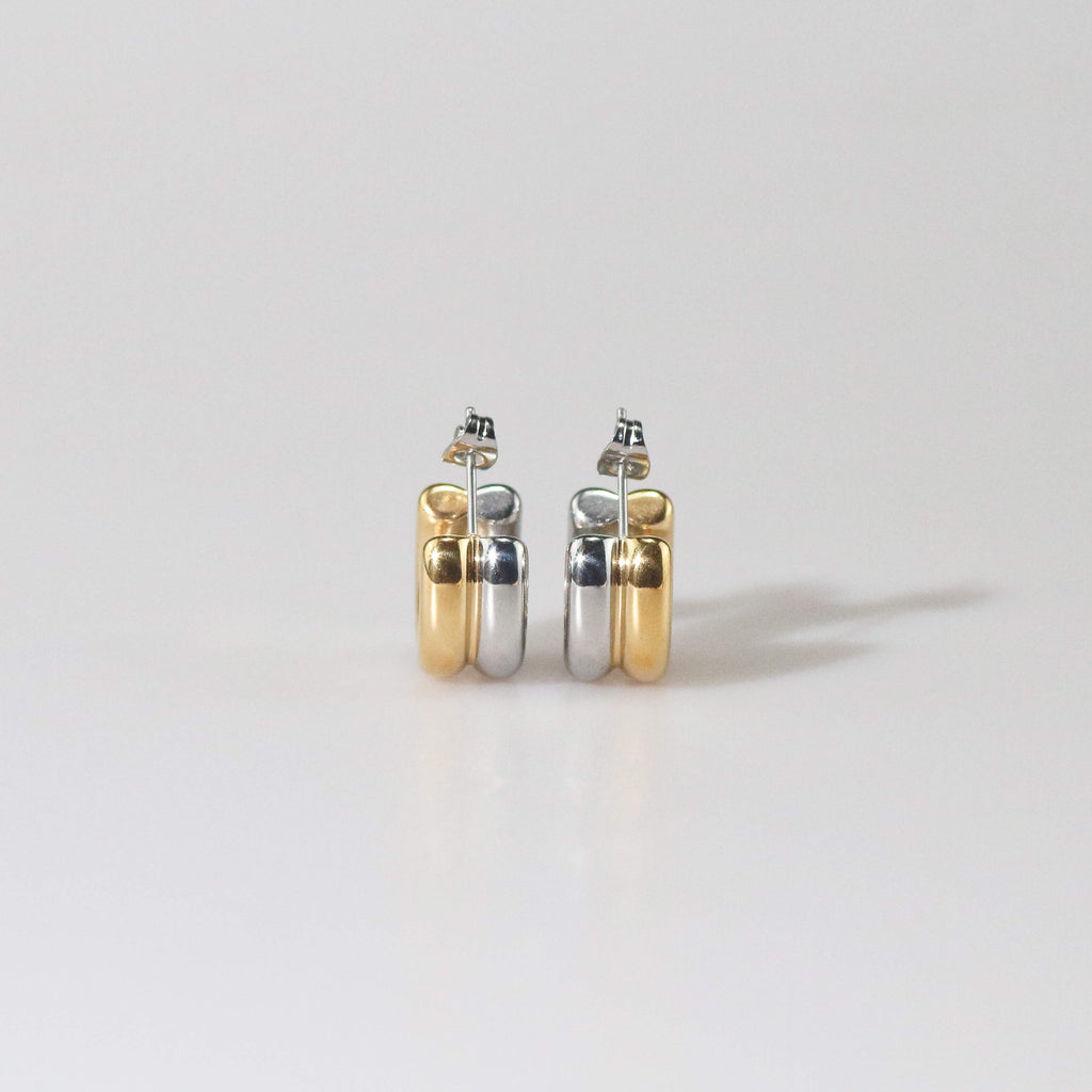 Talia Small Hoops Earrings | Two Tone, 18k Gold Plated 3