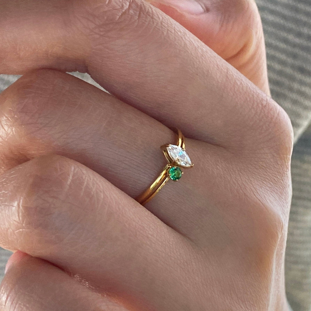 Talia Stacking Ring | Green Gemstone, 18k Gold Plated 1