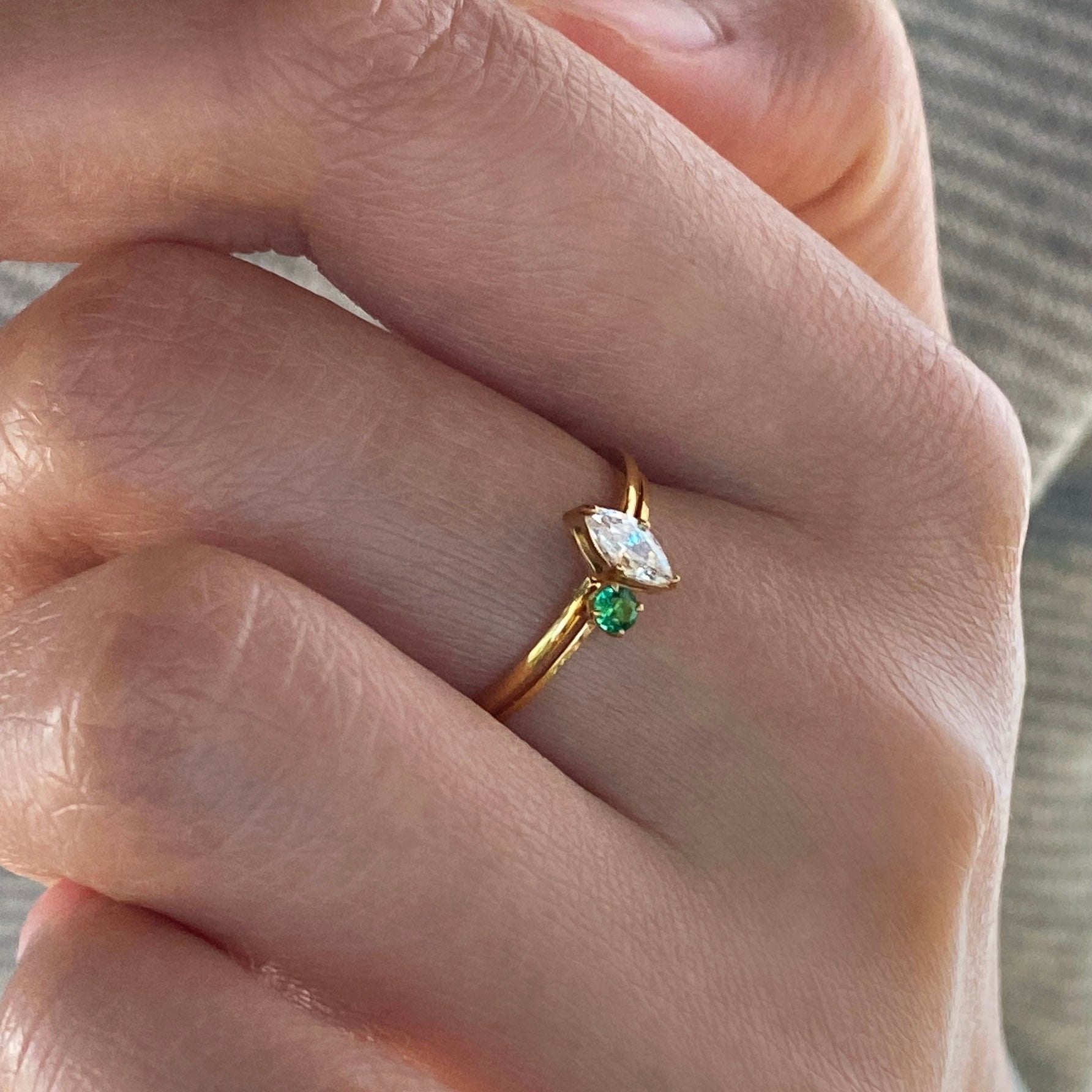 Talia Stacking Ring | Green Gemstone, 18k Gold Plated 1