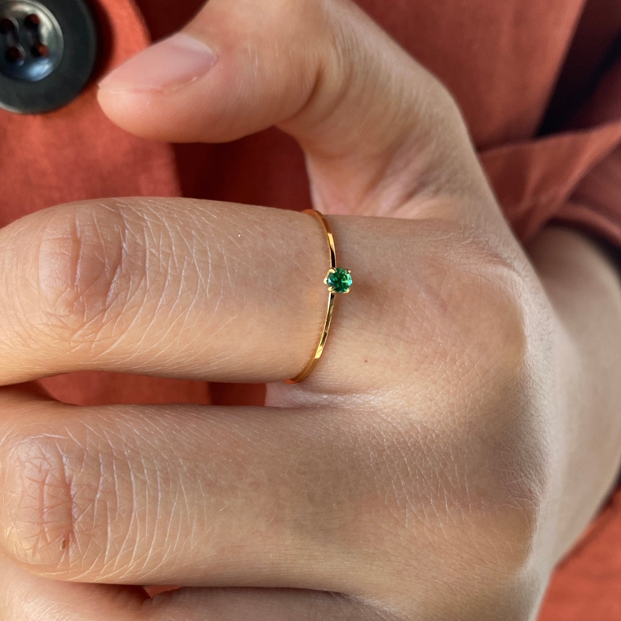Talia Stacking Ring | Green Gemstone, 18k Gold Plated 3