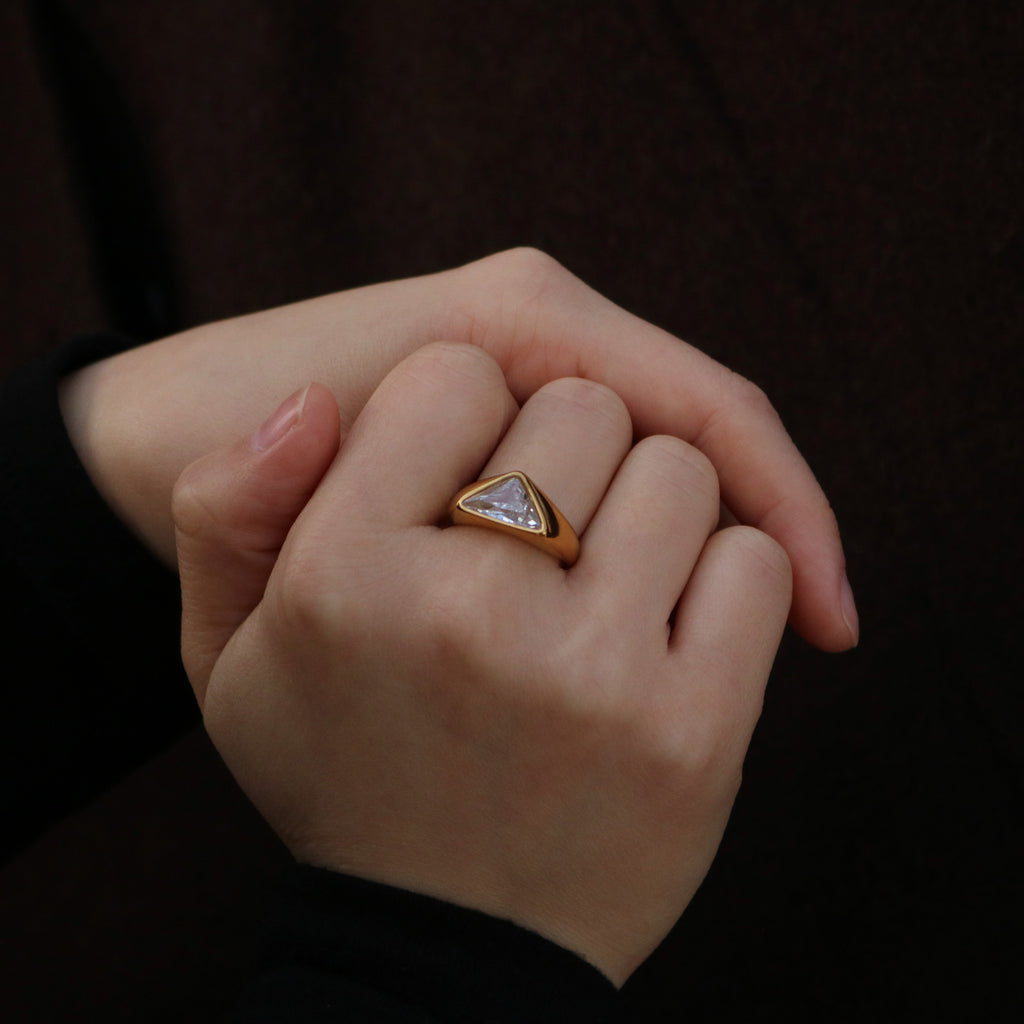 Talia Trilliant Ring | 18k Gold Plated Stainless Steel 1