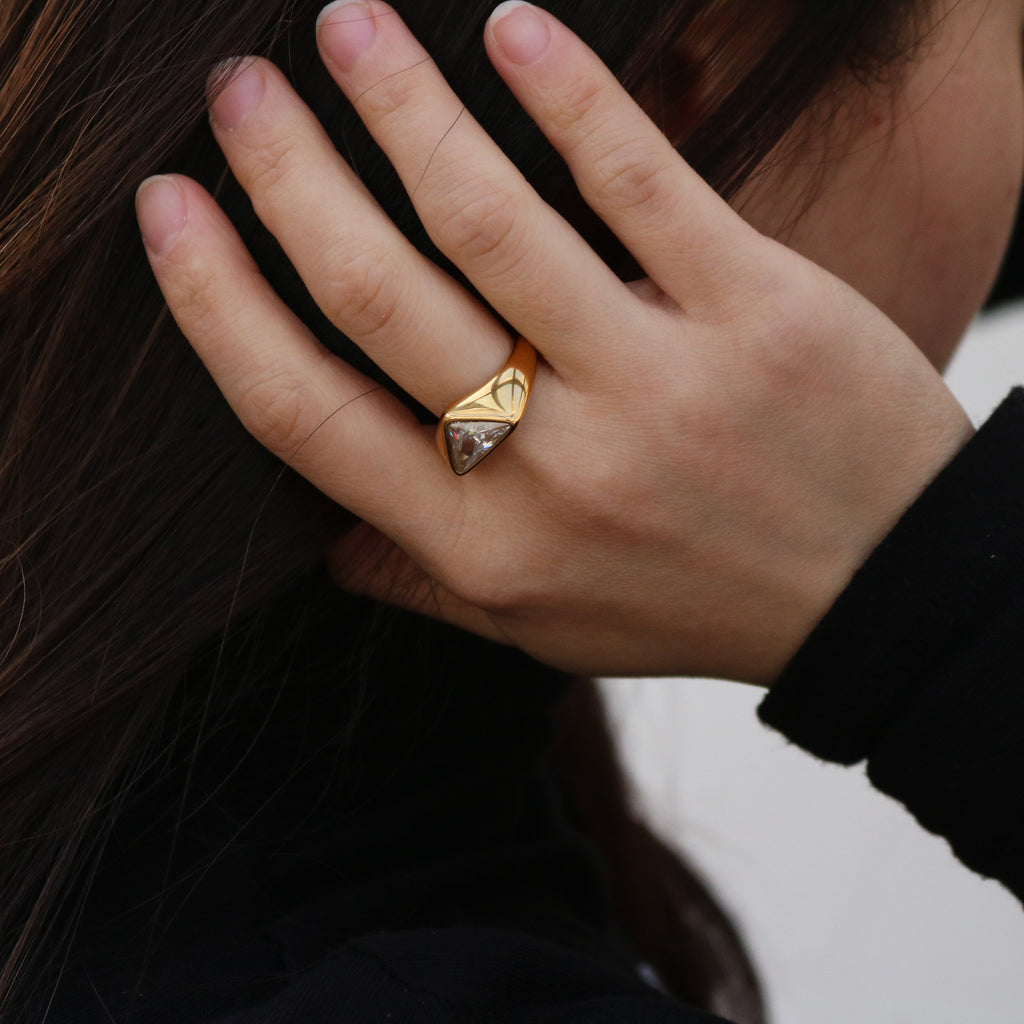 Talia Trilliant Ring | 18k Gold Plated Stainless Steel 2