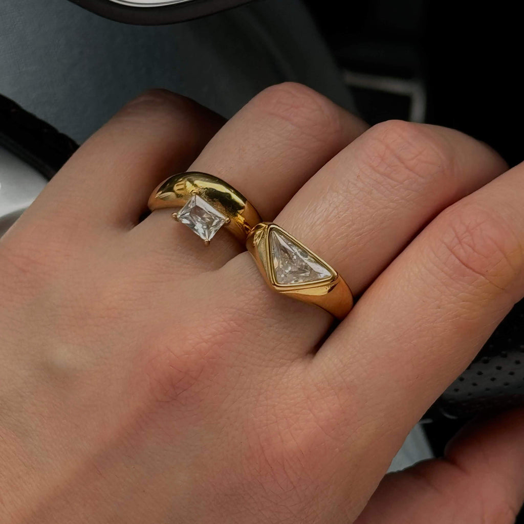 Talia Trilliant Ring | 18k Gold Plated Stainless Steel 3