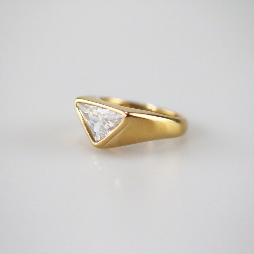 Talia Trilliant Ring | 18k Gold Plated Stainless Steel 4