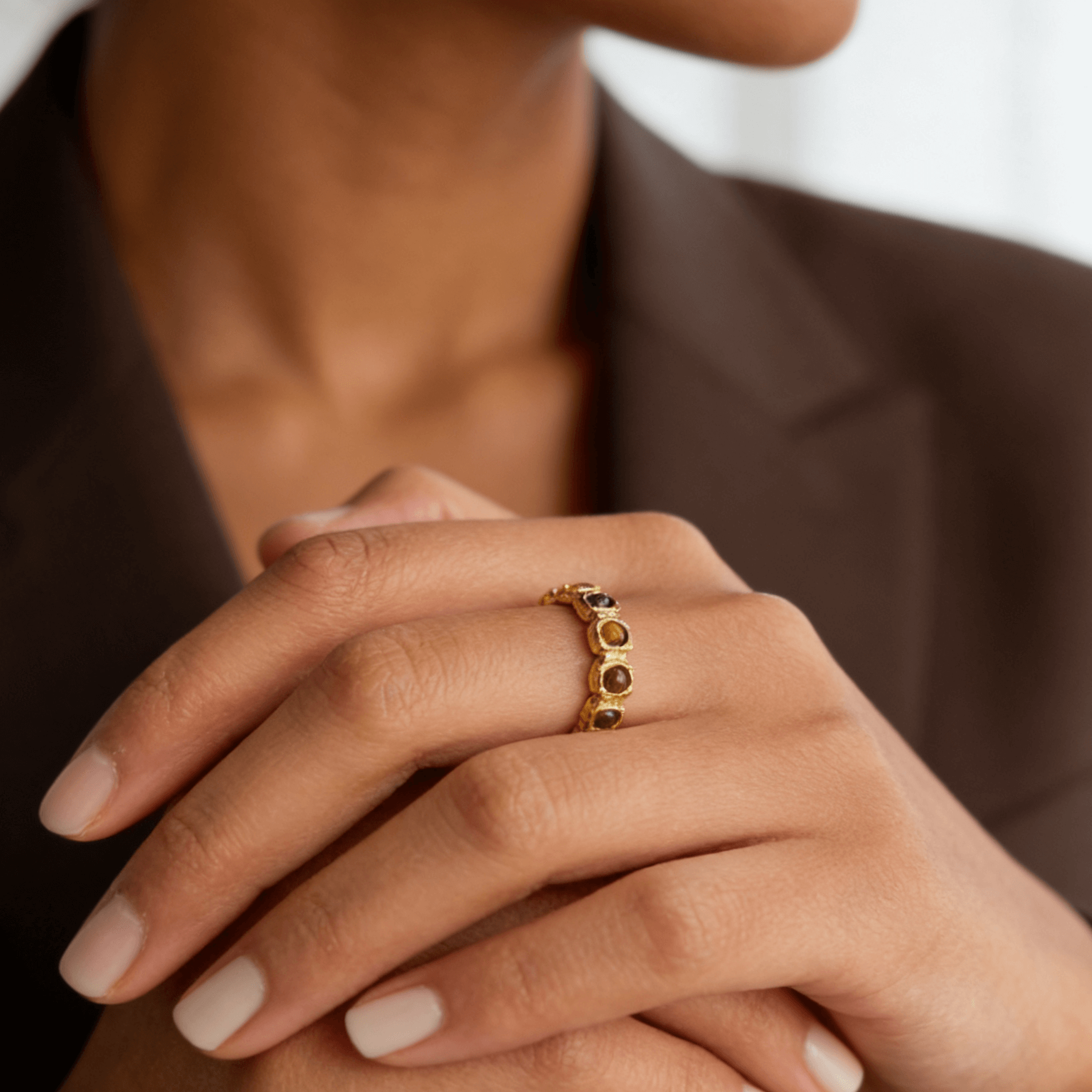 Talon Band Ring | Genuine Tiger's Eye, 18k Gold Plated 1