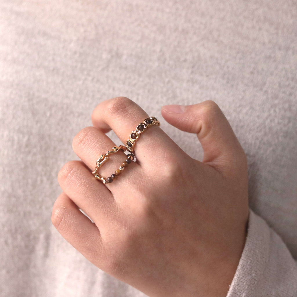 Talon Band Ring | Genuine Tiger's Eye, 18k Gold Plated 2