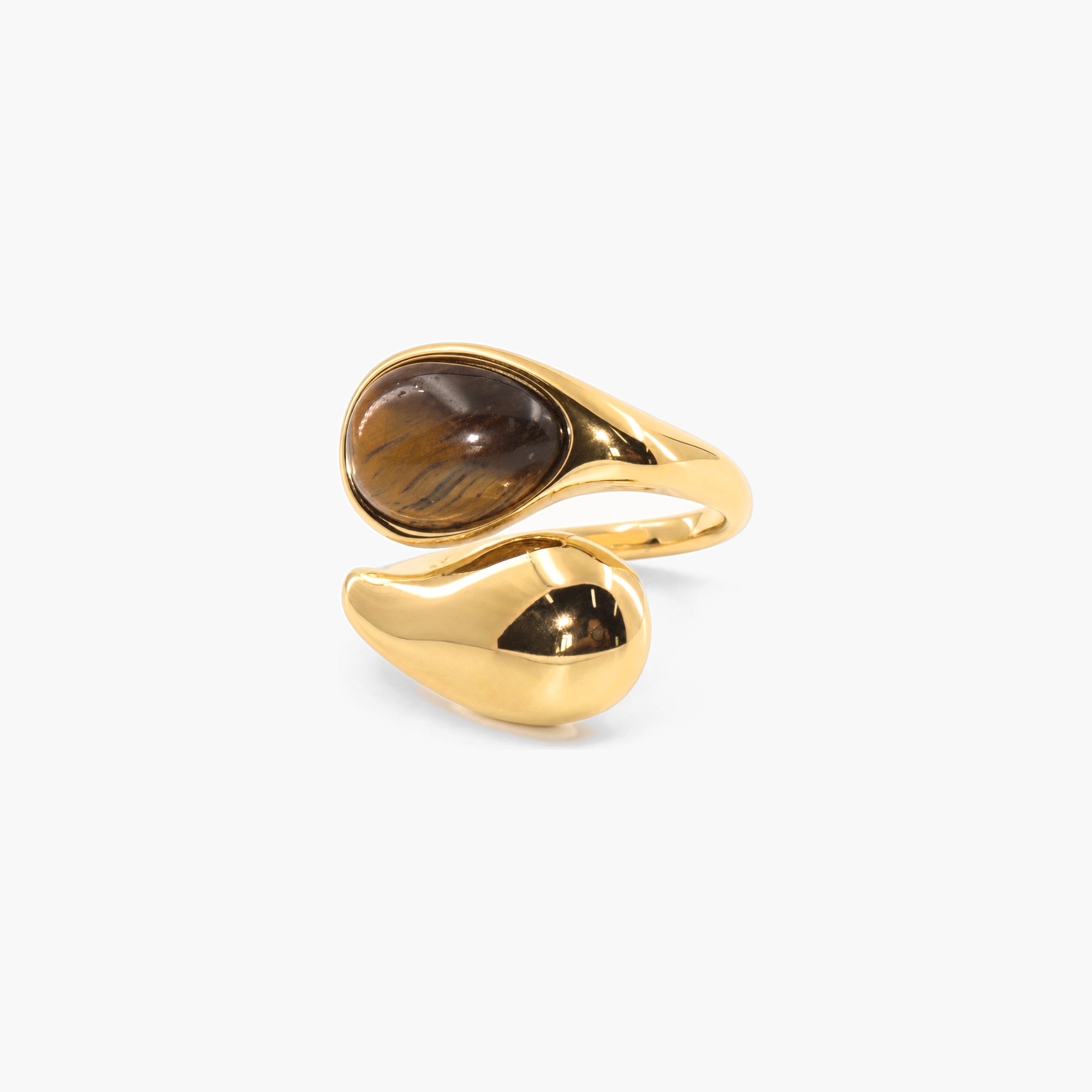 Talon Bypass Ring | Tiger's Eye Stone, 18k Gold Plated Stainless Steel 0