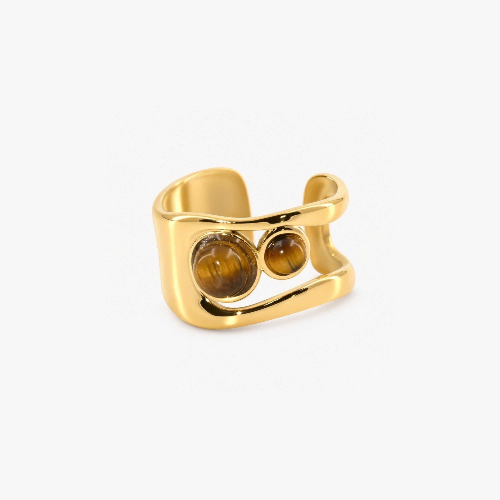 Talon Cuff Ring | 18k Gold Plated, Genuine Tiger's Eye 0