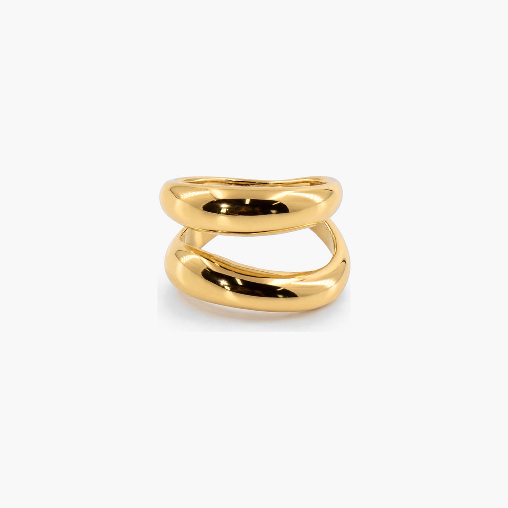 Talon Double Wave Ring | 18k Gold Plated, Waterproof Stainless Steel 0