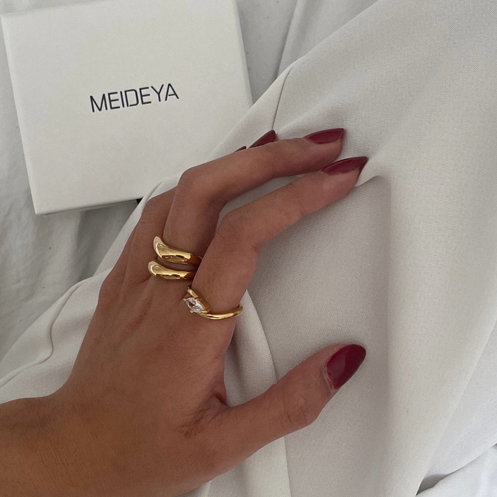 Talon Double Wave Ring | 18k Gold Plated, Waterproof Stainless Steel 3