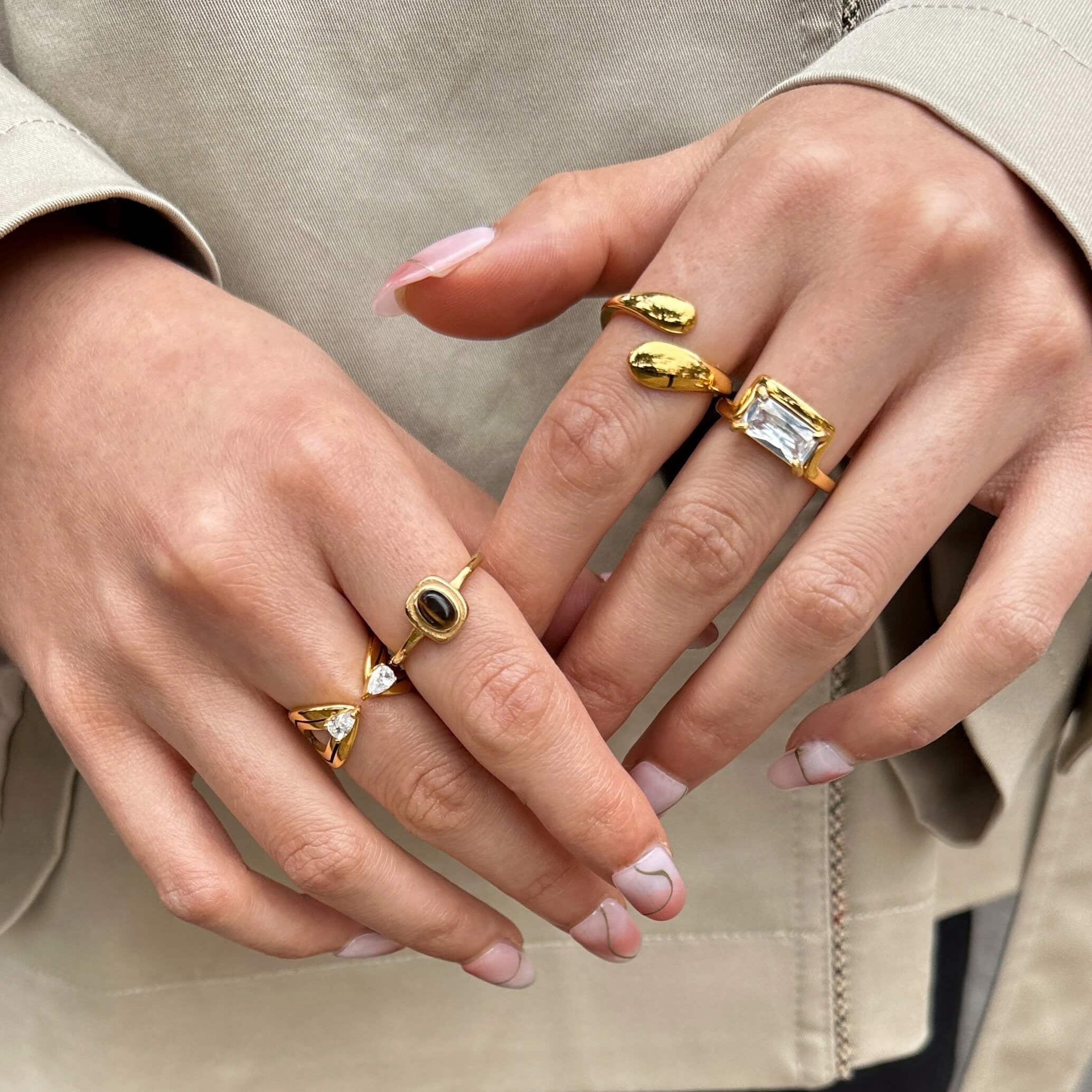 Talon Tiger's Eye Ring | 18k Gold Plated, Waterproof 5