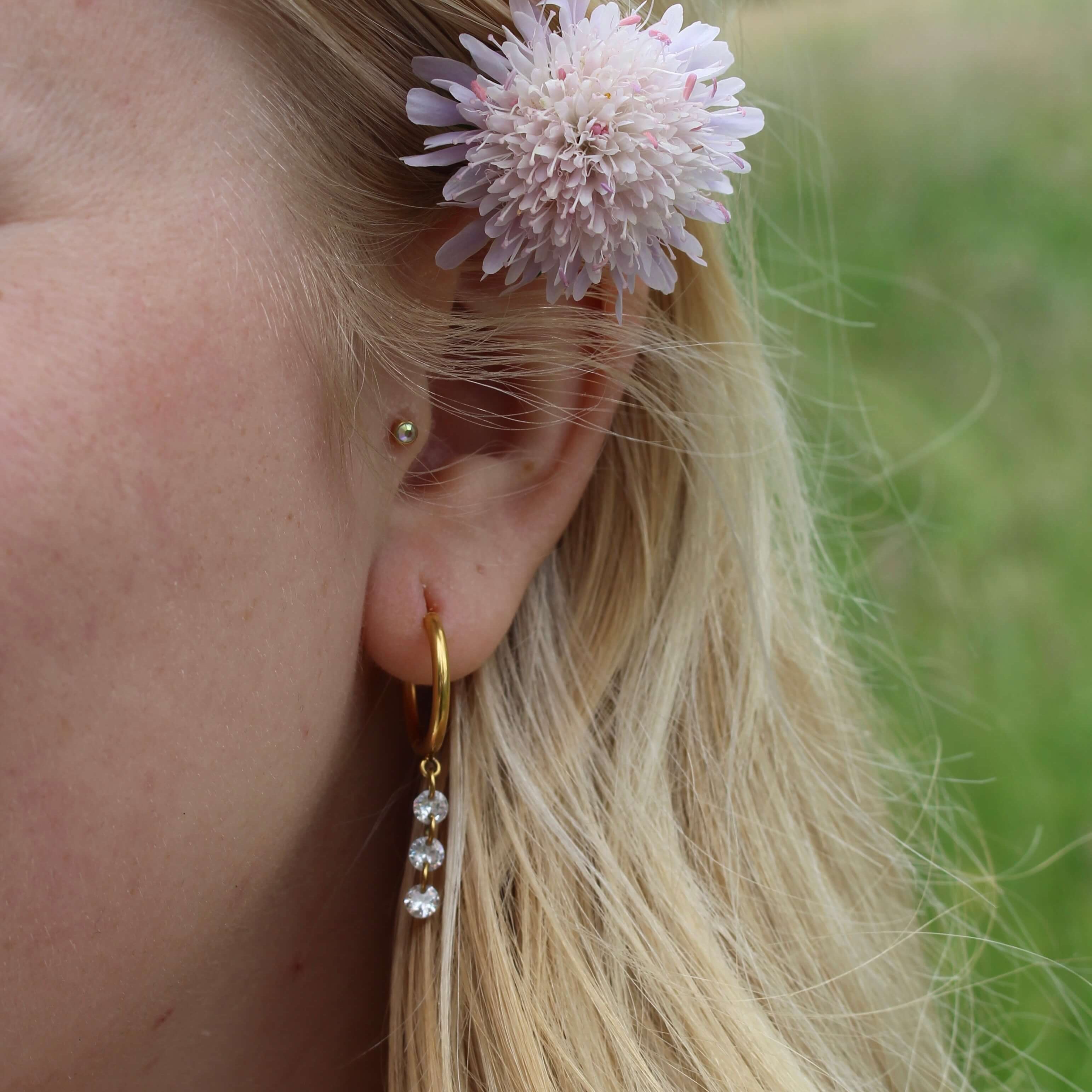 Tamera Hoop Earrings | Crystal Drop, 18k Gold Plated 0