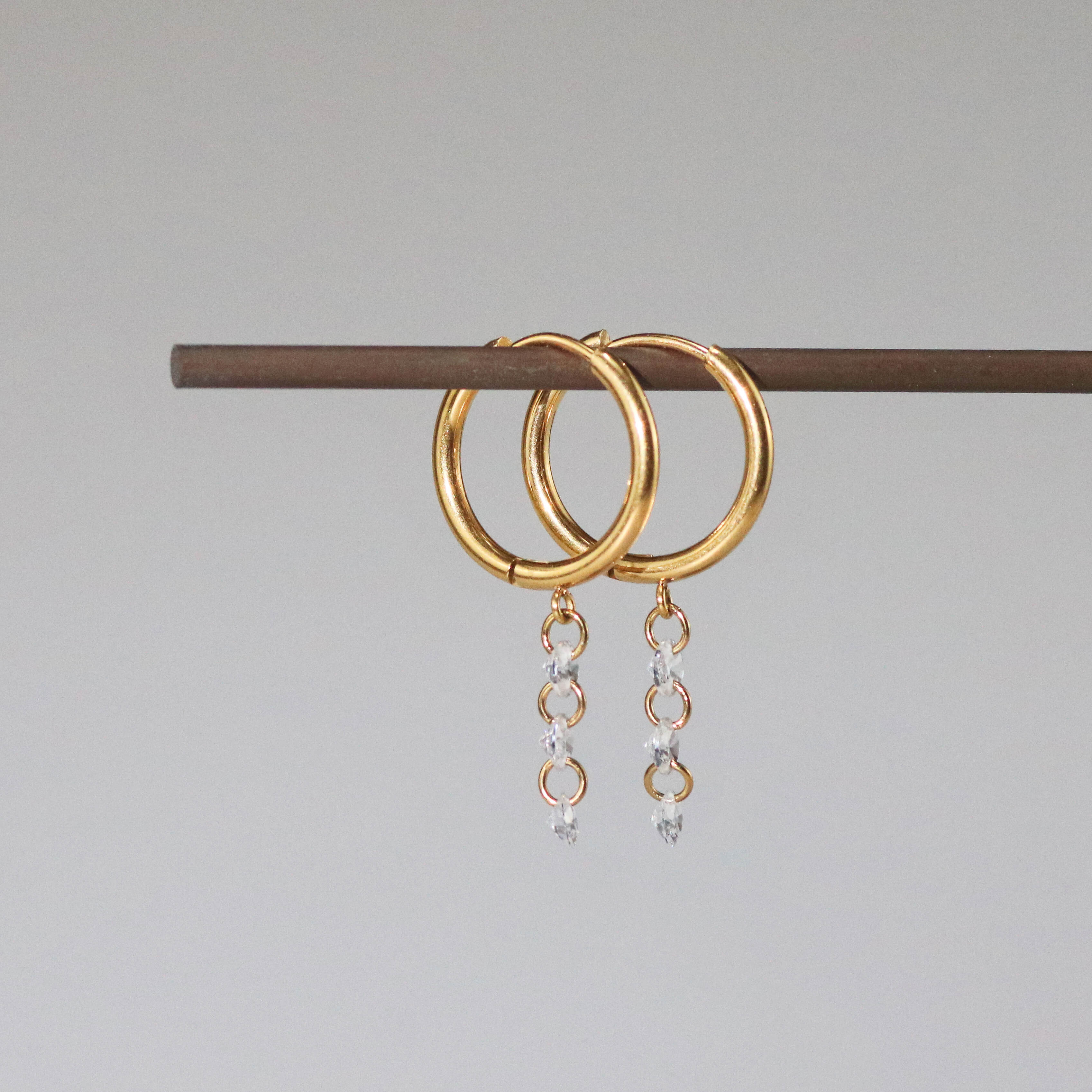 Tamera Hoop Earrings | Crystal Drop, 18k Gold Plated 1
