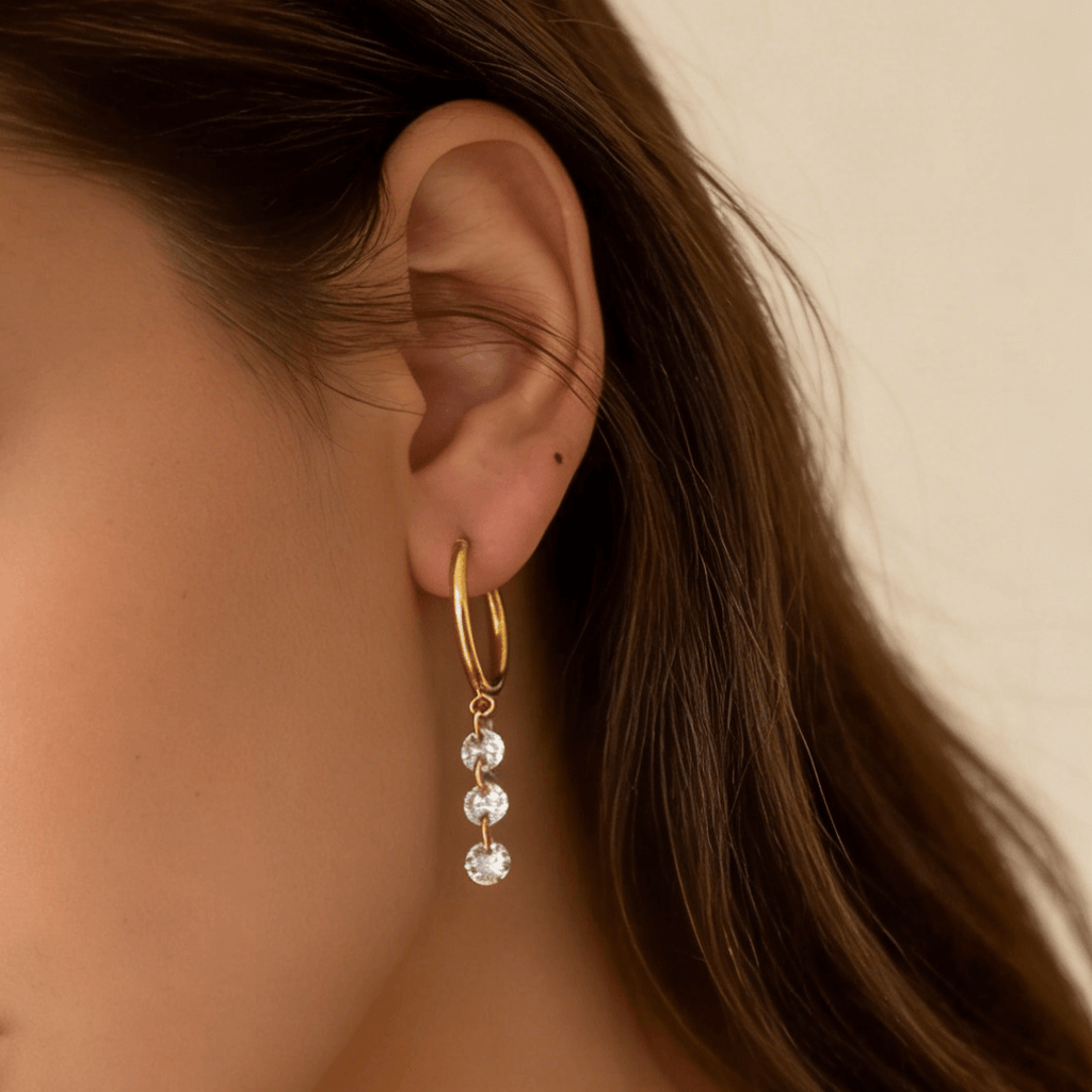 Tamera Hoop Earrings | Crystal Drop, 18k Gold Plated 2