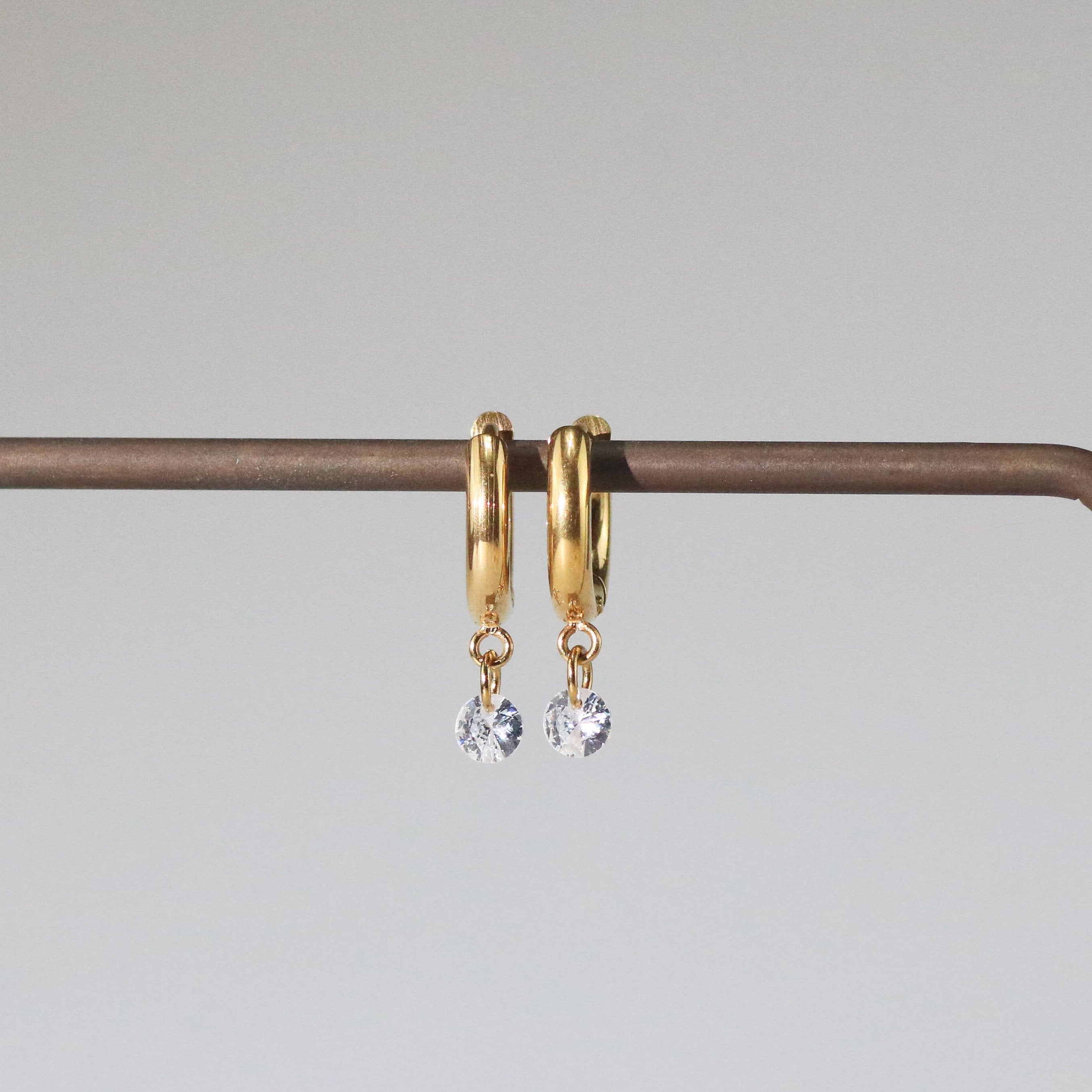 Tia Crystal Drop Hoop Earrings | 18k Gold Plated Stainless Steel 1