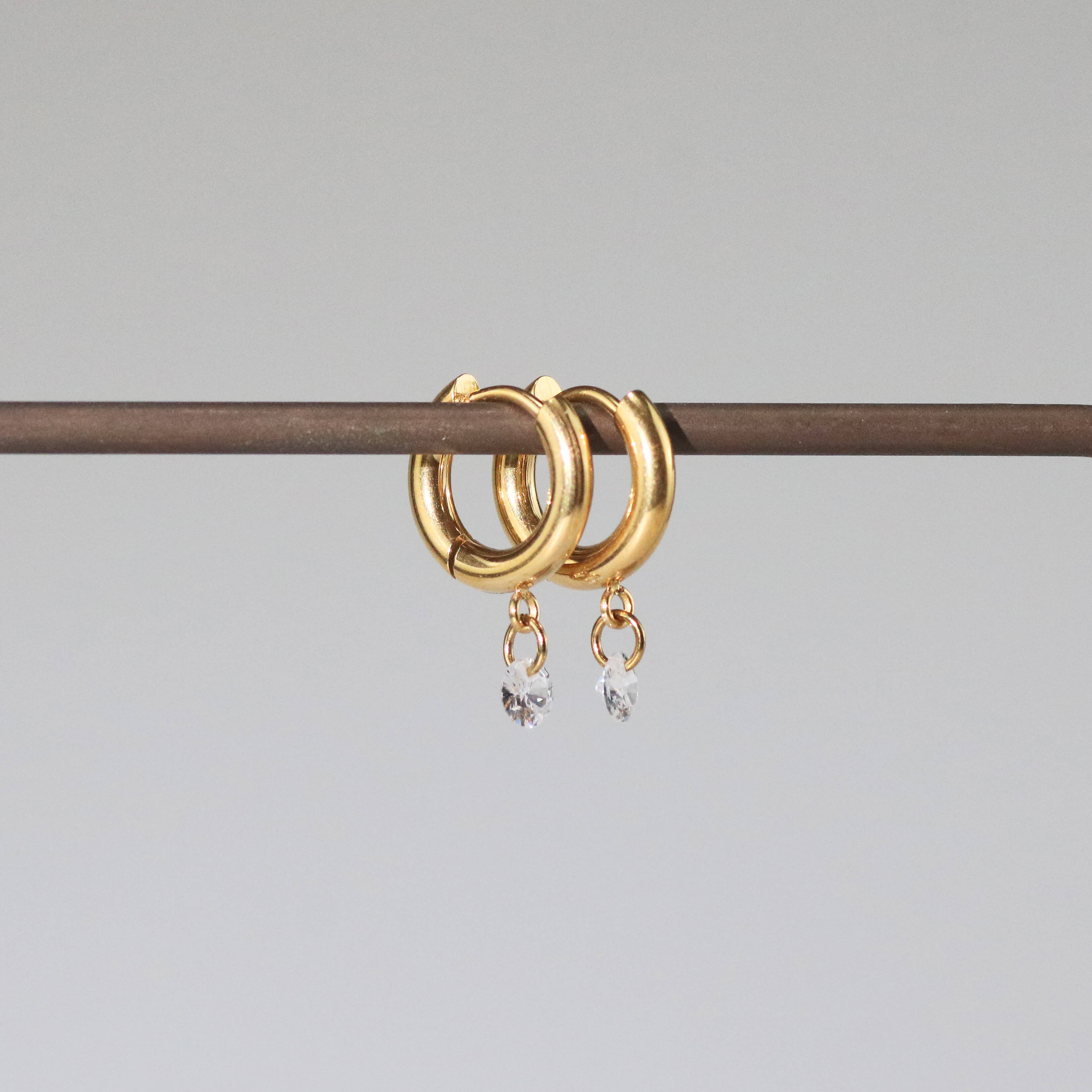Tia Crystal Drop Hoop Earrings | 18k Gold Plated Stainless Steel 4