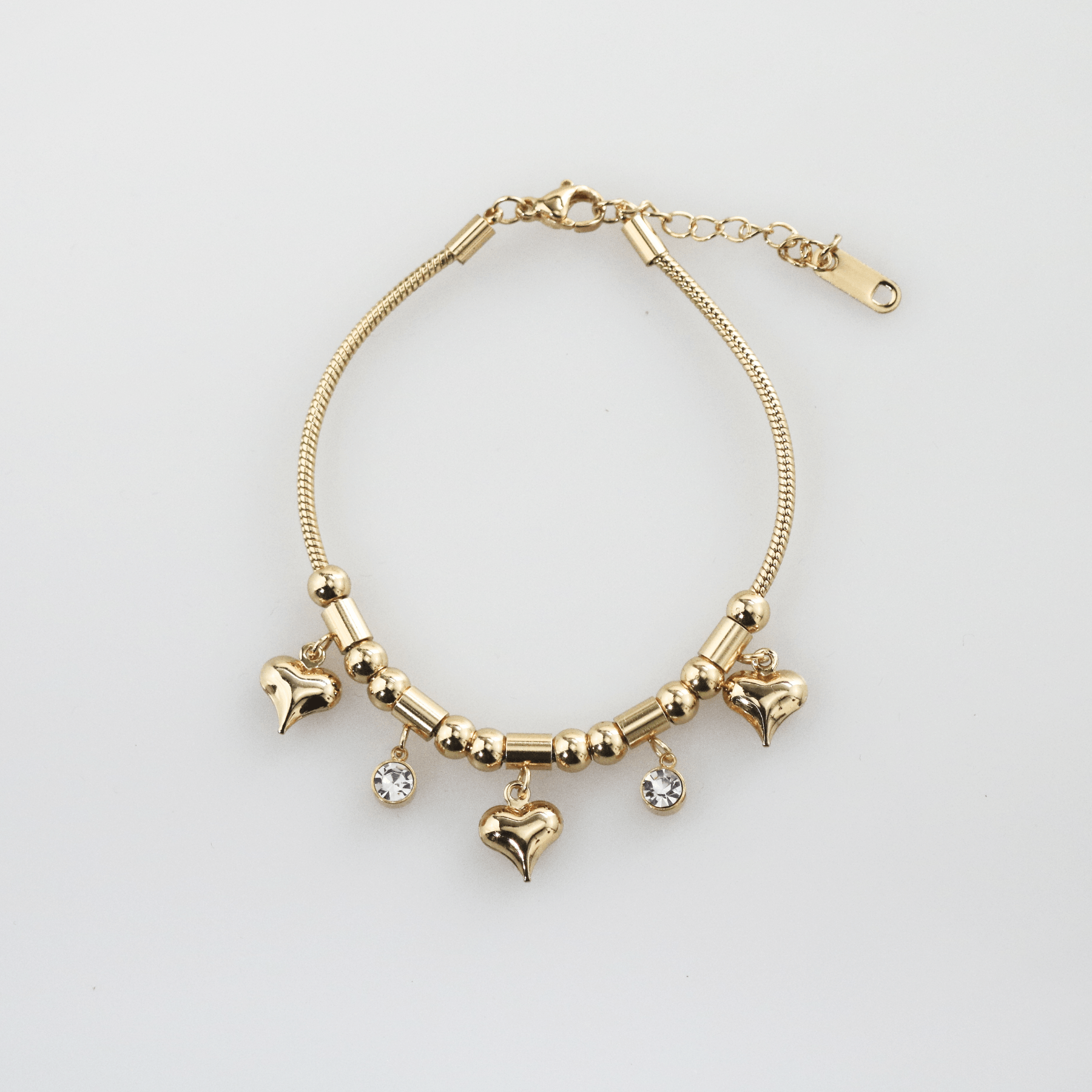 Trilia Charm Bracelet | 18k Gold Plated, Triple Heart Design 0