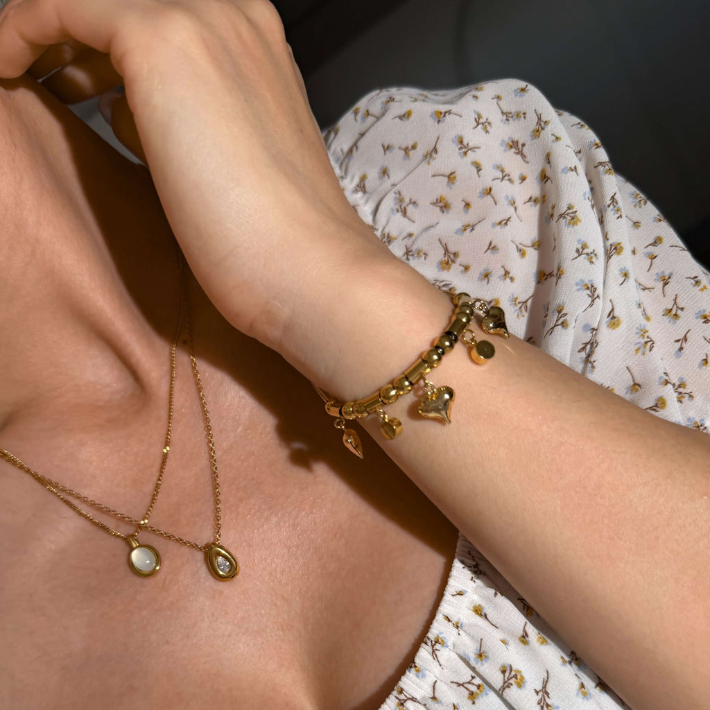 Trilia Charm Bracelet | 18k Gold Plated, Triple Heart Design 2