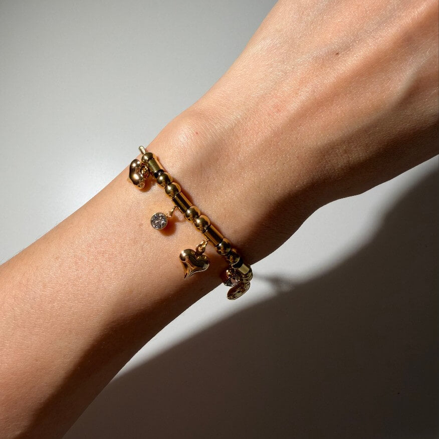 Trilia Charm Bracelet | 18k Gold Plated, Triple Heart Design 3