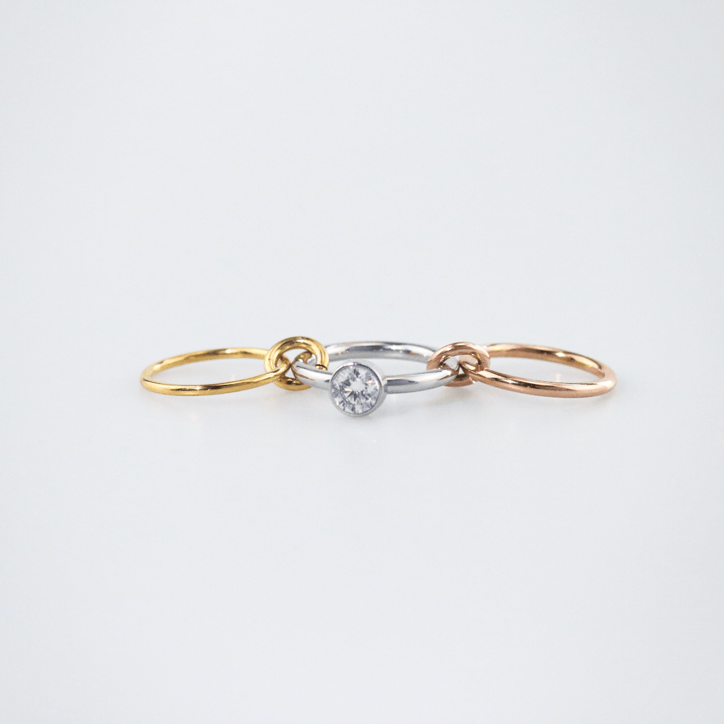 Trilia Solitaire Ring | Triple Metal Intertwined Bands 5