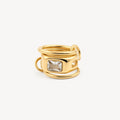 Trilo Rectangle CZ Ring | 18k Gold Plated Stainless Steel 0