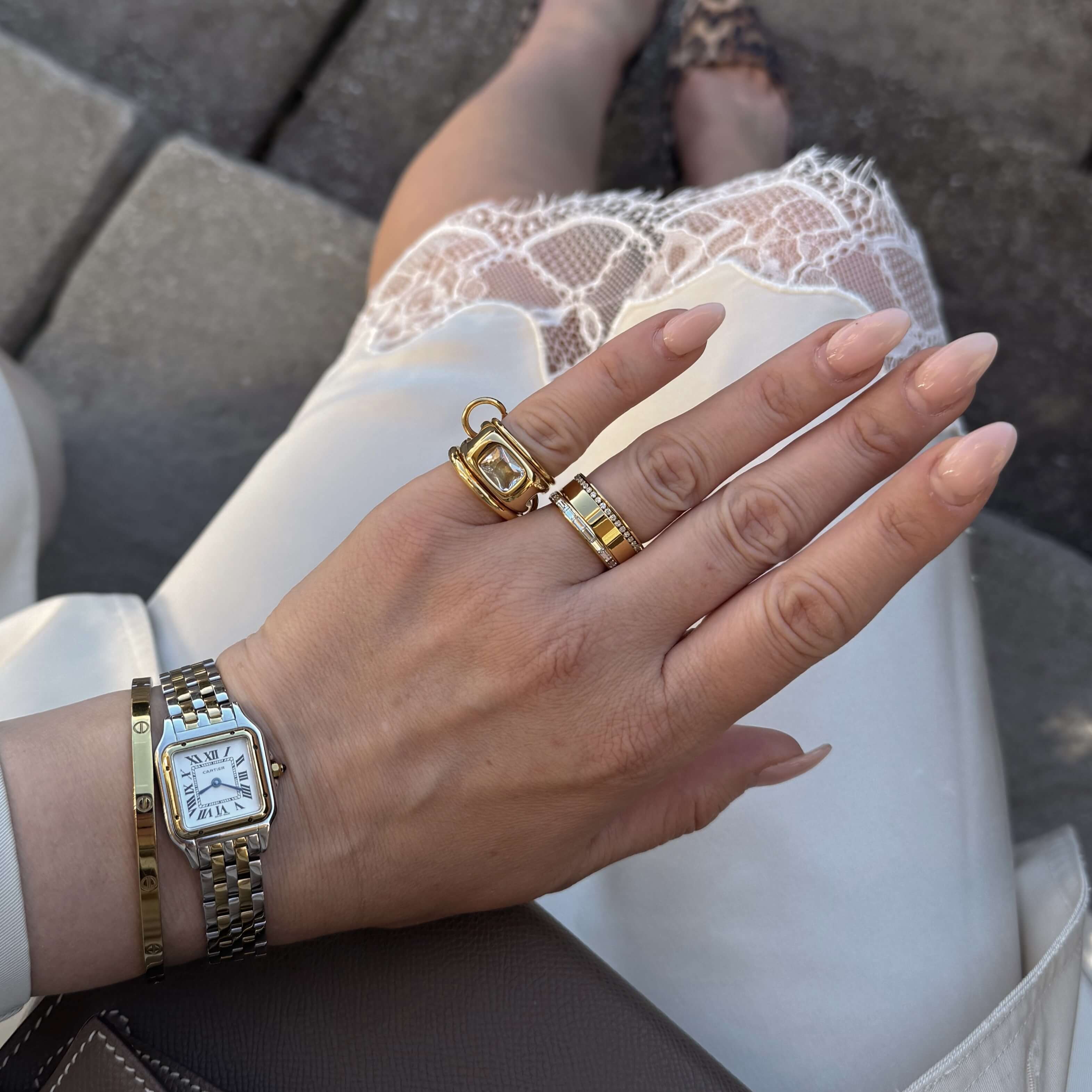 Trilo Rectangle CZ Ring | 18k Gold Plated Stainless Steel 2