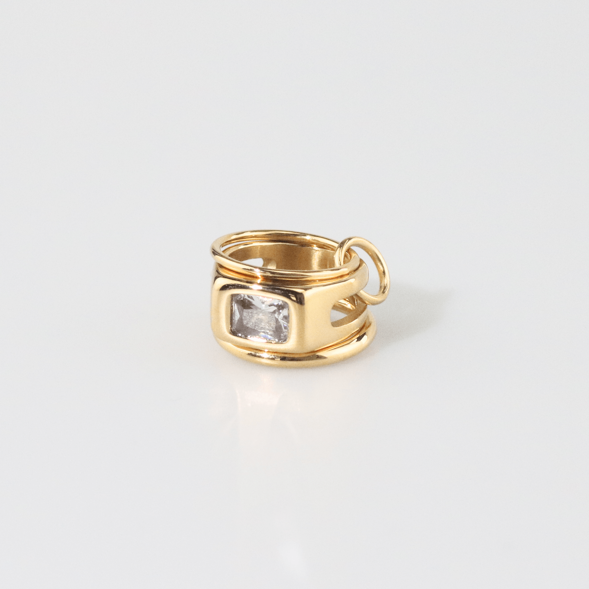 Trilo Rectangle CZ Ring | 18k Gold Plated Stainless Steel 6