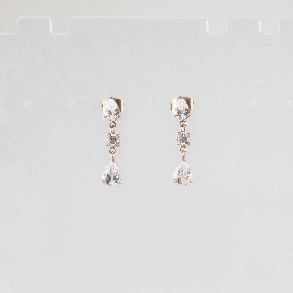 Trina CZ Drop Earrings | 18k Gold Plated, Stainless Steel 0