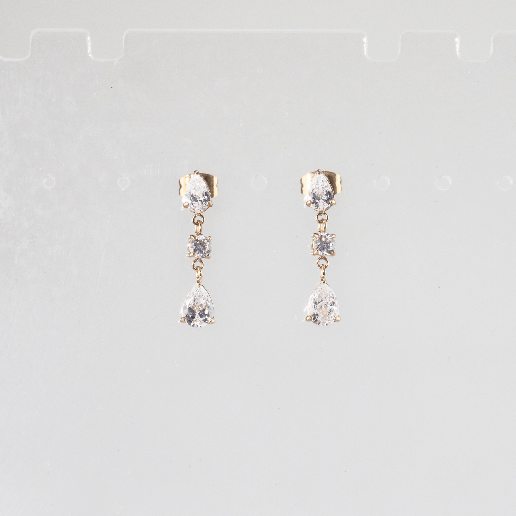Trina CZ Drop Earrings | 18k Gold Plated, Stainless Steel 0