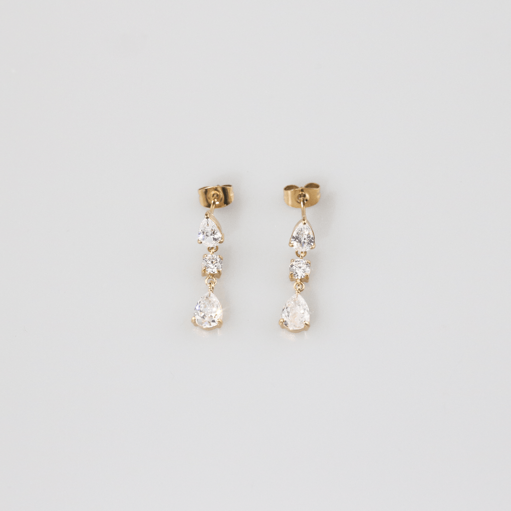 Trina CZ Drop Earrings | 18k Gold Plated, Stainless Steel 1