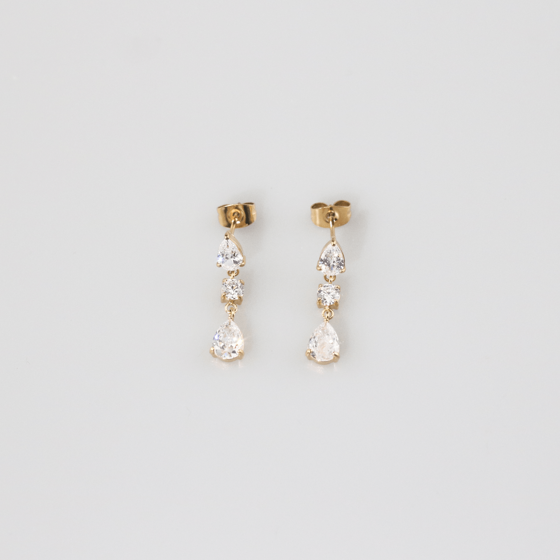 Trina CZ Drop Earrings | 18k Gold Plated, Stainless Steel 1